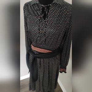 VTG Liz Roberts Chiffon dress med black mini paisley